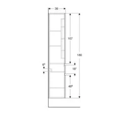 Geberit Renova Plan 180cm Tall Bathroom Cabinet - Gloss - White - 501.923.01.1 -Bliss Bath Shop 5 0 501.923.01.1 dimensions2