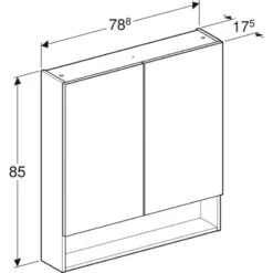 Geberit Selnova Square 2 Doors Mirror Cabinet 788mm - Lava - 501.269.00.1 -Bliss Bath Shop 5 0 501269001 dimensions