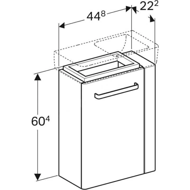 Geberit Selnova Compact RH Vanity Unit For 500mm Basin - Grey - 501.497.00.1 4 Geberit Selnova Compact RH Vanity Unit For 500mm Basin - Grey - 501.497.00.1 - Image 2