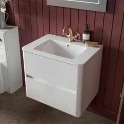 Calypso Sora 600 Wall Hung Vanity Unit - Pearly White - 4756 7 Calypso Sora 600 Wall Hung Vanity Unit - Pearly White - 4756 -Bliss Bath Shop 600 white