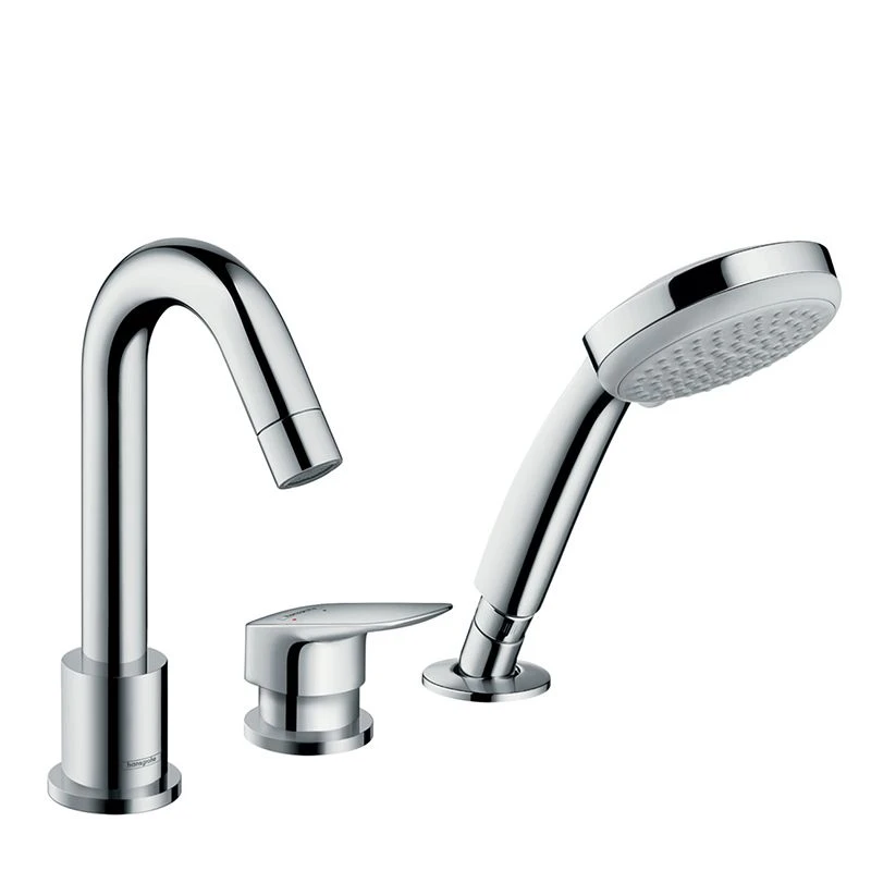 Hansgrohe Logis 3-Hole Rim-Mounted Single Lever Bath Mixer - 71313000 3 Hansgrohe Logis 3-Hole Rim-Mounted Single Lever Bath Mixer - 71313000