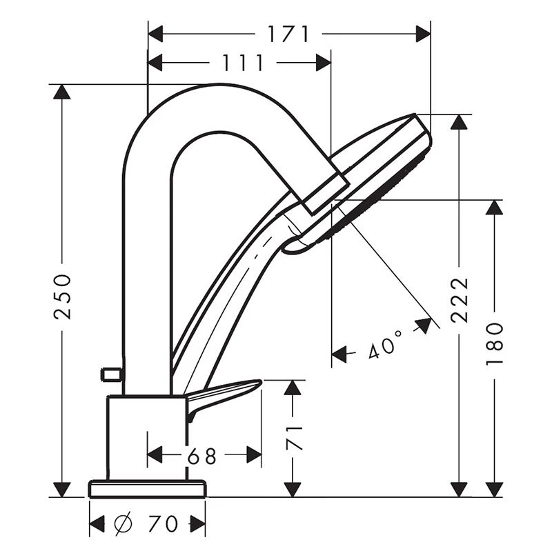 Hansgrohe Logis 3-Hole Rim-Mounted Single Lever Bath Mixer - 71313000 4 Hansgrohe Logis 3-Hole Rim-Mounted Single Lever Bath Mixer - 71313000 - Image 2
