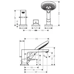 Hansgrohe Metropol 3-Hole Rim-Mounted Single Lever Bath Mixer With Loop Handle And Secuflex - 74550000 -Bliss Bath Shop 74550000 hansgrohe metropol267897