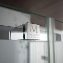 Merlyn 8 Series Frameless 1 Door Quadrant Shower Enclosure With Tray 900mm - A0601UHB -Bliss Bath Shop 8 s 8seriesframelessbadgeclose up 9