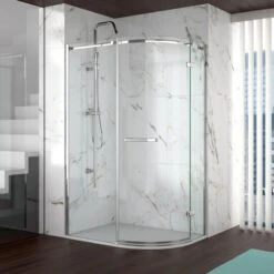 Merlyn 8 Series Frameless 1 Door Offset Quadrant Shower Enclosure With Tray 1000 X 800mm - A0601EHB -Bliss Bath Shop 8seriesframeless1dooroffsetquadrant 2