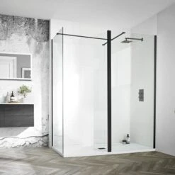 Aquadart 10mm 1600mm Wetroom Panel Smoked Glass - AQ8418-SM