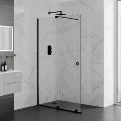 Aquadart Rolla 8 Sliding Wetroom Panel 1200mm Matt Black - AQ8942-BLK