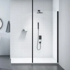 Merlyn Black Frameless Wetroom Panel 1000mm Showerwall - BLKSW1000 -Bliss Bath Shop b l blksw1000 1