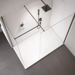 Merlyn Black Frameless Wetroom Panel 800mm Showerwall - BLKSW800 -Bliss Bath Shop b l blksw800 2