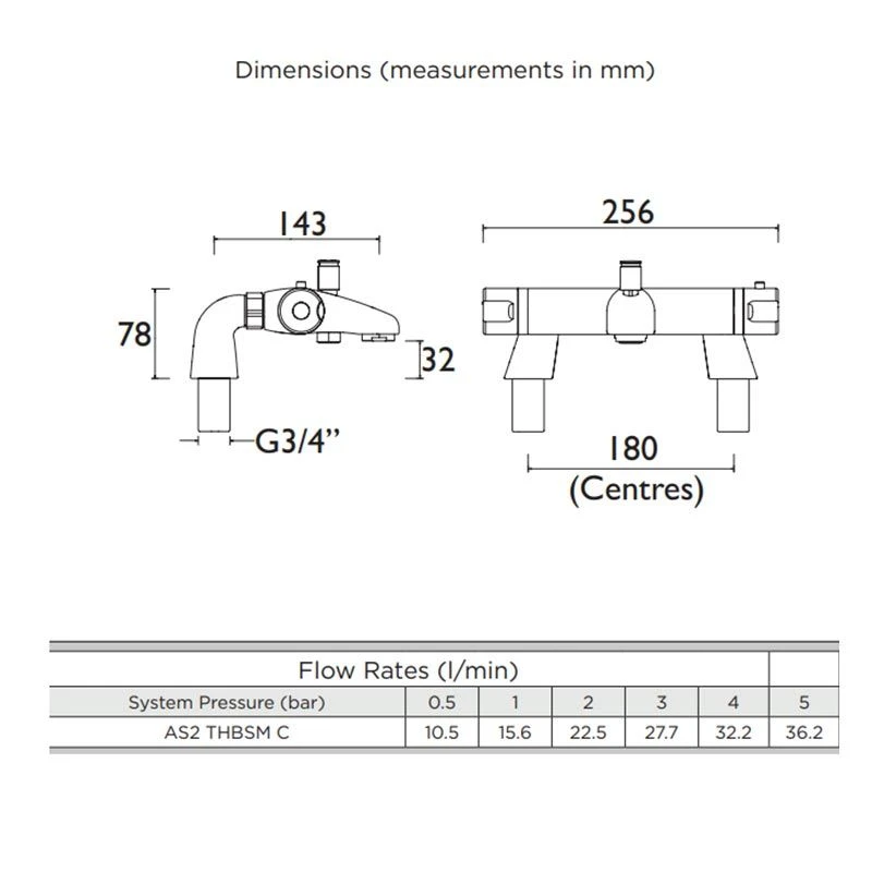 Bristan Assure Thermostatic Bath / Shower Mixer Tap - Chrome - AS2 THBSM C 7 Bristan Assure Thermostatic Bath / Shower Mixer Tap - Chrome - AS2 THBSM C - Image 5