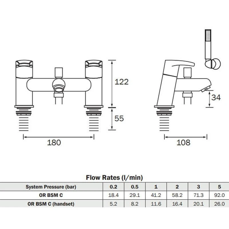 Bristan Orta Bath/Shower Mixer Tap - Chrome - OR BSM C 5 Bristan Orta Bath/Shower Mixer Tap - Chrome - OR BSM C - Image 3
