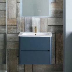 Calypso Sora 600 Wall Hung Vanity Unit - Adriatic Blue - 4760 7 Calypso Sora 600 Wall Hung Vanity Unit - Adriatic Blue - 4760 -Bliss Bath Shop calypso 600 lifestyle 1