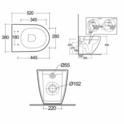 RAK Ceramics Des Rimless Back To Wall WC Pan With Hidden Fixations - Alpine White - DESWC1346AWHA -Bliss Bath Shop d e deswc1346awha 2