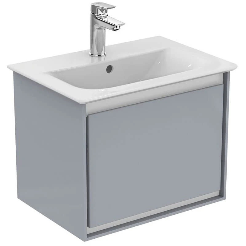 Ideal Standard Connect Air 500mm Wall Hung Vanity Unit 1 Drawer - Gloss Light Grey & Matt White - E0817EQ 3 Ideal Standard Connect Air 500mm Wall Hung Vanity Unit 1 Drawer - Gloss Light Grey & Matt White - E0817EQ