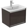Ideal Standard Connect Air 500mm Wall Hung Vanity Unit 1 Drawer - Matt Dark Brown & Matt White - E0817VY -Bliss Bath Shop e0817vy