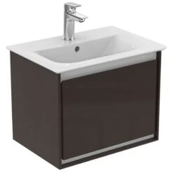 Ideal Standard Connect Air 500mm Wall Hung Vanity Unit 1 Drawer - Matt Dark Brown & Matt White - E0817VY