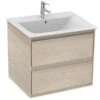 Ideal Standard Connect Air 600mm Wall Hung Vanity Unit 2 Drawers - Wood Light Brown & Matt Light Brown - E0818UK -Bliss Bath Shop e0818uk