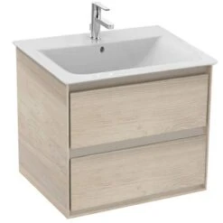 Ideal Standard Connect Air 600mm Wall Hung Vanity Unit 2 Drawers - Wood Light Brown & Matt Light Brown - E0818UK