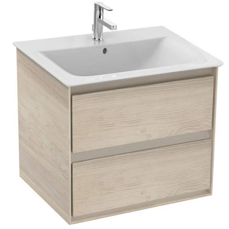 Ideal Standard Connect Air 600mm Wall Hung Vanity Unit 2 Drawers - Wood Light Brown & Matt Light Brown - E0818UK 3 Ideal Standard Connect Air 600mm Wall Hung Vanity Unit 2 Drawers - Wood Light Brown & Matt Light Brown - E0818UK