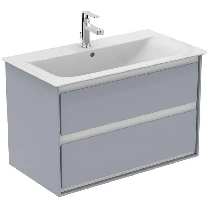 Ideal Standard Connect Air 800mm Wall Hung Vanity Unit 2 Drawers - Gloss Grey & Matt White - E0819EQ 3 Ideal Standard Connect Air 800mm Wall Hung Vanity Unit 2 Drawers - Gloss Grey & Matt White - E0819EQ