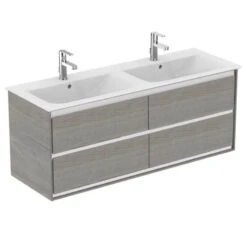 Ideal Standard Connect Air 1200mm Wall Hung Vanity Unit 4 Drawers - Wood Light Grey & Matt White - E0822PS