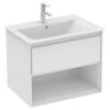Ideal Standard Connect Air 600mm Wall Hung Vanity Unit 1 Drawer With Open Shelf - Gloss White & Matt White - E0826B2 1 Ideal Standard Connect Air 600mm Wall Hung Vanity Unit 1 Drawer With Open Shelf - Gloss White & Matt White - E0826B2 -Bliss Bath Shop e0826b2 1