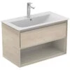 Ideal Standard Connect Air 800mm Wall Hung Vanity Unit 1 Drawer With Open Shelf - Wood Light Brown & Matt Light Brown - E0827UK -Bliss Bath Shop e0827uk