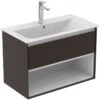 Ideal Standard Connect Air 800mm Wall Hung Vanity Unit 1 Drawer With Open Shelf - Matt Dark Brown & Matt White - E0827VY 1 Ideal Standard Connect Air 800mm Wall Hung Vanity Unit 1 Drawer With Open Shelf - Matt Dark Brown & Matt White - E0827VY -Bliss Bath Shop e0827vy