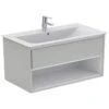 Ideal Standard Connect Air 1000mm Wall Hung Vanity Unit 1 Drawer With Open Shelf - Gloss Grey & Matt White - E0828EQ -Bliss Bath Shop e0828eq