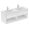 Ideal Standard Connect Air 1200mm Wall Hung Vanity Unit 2 Drawer With Open Shelf - Gloss White & Matt White - E0829B2 -Bliss Bath Shop e0829b2 1
