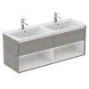 Ideal Standard Connect Air 1200mm Wall Hung Vanity Unit 2 Drawer With Open Shelf - Wood Light Grey & Matt White - E0829PS 2 Ideal Standard Connect Air 1200mm Wall Hung Vanity Unit 2 Drawer With Open Shelf - Wood Light Grey & Matt White - E0829PS -Bliss Bath Shop e0829ps
