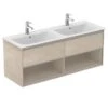 Ideal Standard Connect Air 1200mm Wall Hung Vanity Unit 2 Drawer With Open Shelf - Wood Light Brown & Matt Light Brown - E0829UK -Bliss Bath Shop e0829uk