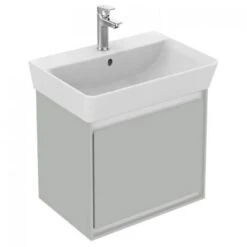 Ideal Standard Connect Air 500mm Wall Hung Basin Unit 1 Drawer - Gloss Grey & Matt White - E0842EQ