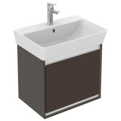 Ideal Standard Connect Air 500mm Wall Hung Basin Unit 1 Drawer - Matt Dark Brown & Matt White - E0842VY