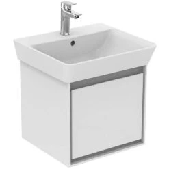 Ideal Standard Connect Air 600mm Wall Hung Basin Unit 1 Drawer - Gloss White & Matt Grey - E0846KN