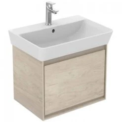 Ideal Standard Connect Air 550mm Wall Hung Basin Unit 1 Drawer - Wood Light Brown & Matt Light Brown - E0844UK