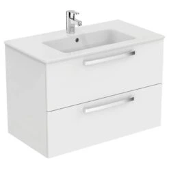 Ideal Standard Tempo 800mm Wall Mounted Vanity Unit 2 Drawer - Gloss White - E3242WG