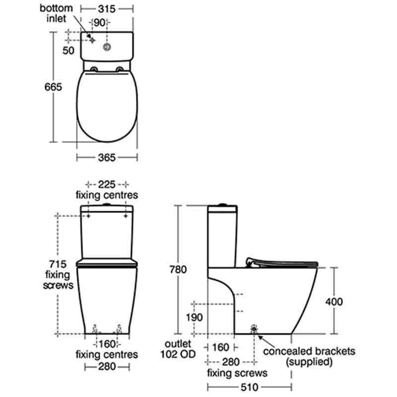Ideal Standard Concept 365mm Close Coupled WC Pan Only - E822901 4 Ideal Standard Concept 365mm Close Coupled WC Pan Only - E822901 - Image 2