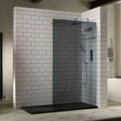 Frontline Aquaglass+ 1400mm Walk In Shower Panel - Smoked Glass - F01417