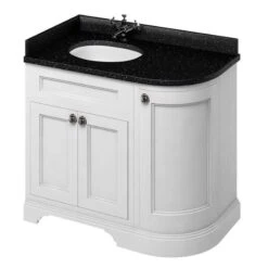 Burlington Freestanding 1000mm Curved Three Door Left Hand Vanity Unit - Matt White - FC2W
