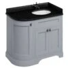 Burlington Freestanding 1000mm Curved Three Door Right Hand Vanity Unit - Grey - FC3G -Bliss Bath Shop fc3g