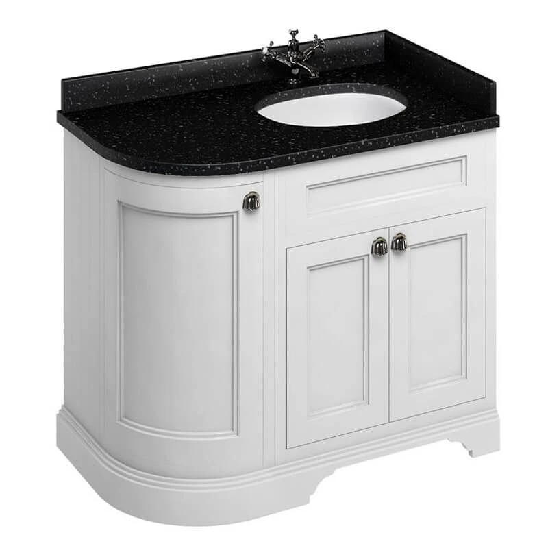 Burlington Freestanding 1000mm Curved Three Door Right Hand Vanity Unit - Matt White - FC3W 3 Burlington Freestanding 1000mm Curved Three Door Right Hand Vanity Unit - Matt White - FC3W
