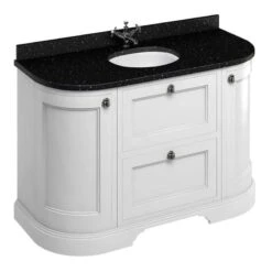 Burlington Freestanding 1340mm Curved Two Door & Two Drawer Vanity Unit - Matt White - FC4W