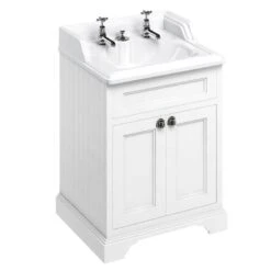 Burlington Freestanding 650mm Two Door Vanity Unit - Matt White - FF8W