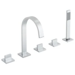 Vado Geo 5 Hole Bath Shower Mixer Deck Mounted - Chrome - GEO-135-3/4-C/P
