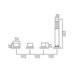 Vado Geo 4 Hole Bath Shower Mixer Deck Mounted Without Spout For Use With Bath Filler Waste And Overflow - Chrome - GEO-135/NS-3/4-C/P -Bliss Bath Shop g e geo 135 ns 3 4 1