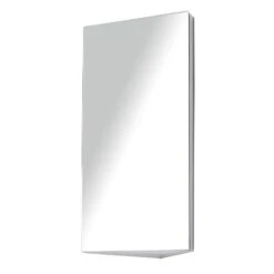 HOMCOM Stainless Steel Wall Mounted Bathroom Corner Mirror Storage Cabinet With Single Door - Silver - 02-0551