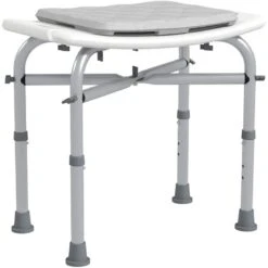 HOMCOM Aluminium Height Adjustable Non-Slip Shower Stool For Elderly With Padded Cushion - White - 712-054V00WT