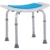 HOMCOM 6-Level Height Adjustable Bathroom Stool Chair With Padded Seat & Drainage Holes - Blue & White - 713-052 -Bliss Bath Shop h o 713 052 homcom bathroom chair for elderly clean