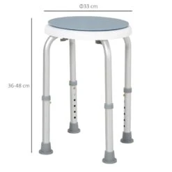 HOMCOM 360° Adjustable Height Aluminium Frame Swivel Bath Seat Shower Stool With Non-Slip Feet - Blue & White - 713-076 -Bliss Bath Shop h o 713 076 homcom 360 adjustable shower stool dimensions
